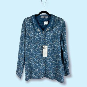 Vintage Krazy Kat Blue Floral Blouse - M NWT